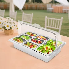 7 Pans Food Serving Display Container Stainless Steel Buffet Food Service Tray