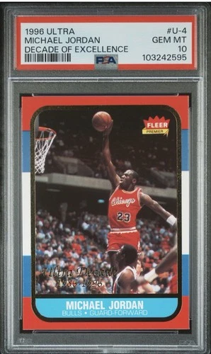 MICHAEL JORDAN 1996 Fleer #U-4 PSA 10 Ultra Decade of Excellence GEM MT Chicago