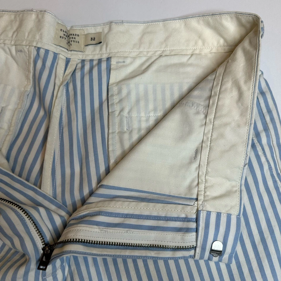 Pantalones Cortos Club Monaco Para Hombre Azul y Blanco Rayas Talla 32 Bermudas Preppy Usados en Excelente Condición Foto 4 de 4