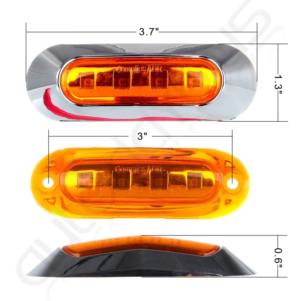 Luces de señalización laterales de separación ámbar 4LED para camioneta de remolque de auto camión 1 pieza Foto 2 de 4