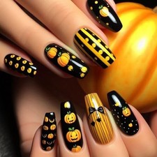 Cute Pumpkin Press on Nails Halloween Fake Nails Halloween False Nails 1714