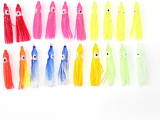 20Pcs Squid Fishing Lures, Artificial Soft Octopus Skirts, Trolling Saltwater Ba