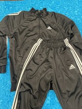 Adidas Women  s Tracksuit Set Jacket  Pants Black 3-Stripe Size Large Used
