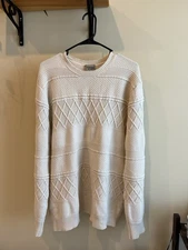 Scandia Woods ivory/cream sweater, 100% cotton. Fits men’s large or women’s XL