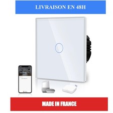 Interrupteur tactile Zigbee BSEED connecté Alexa verre blanc 1 voie