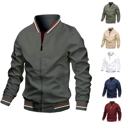 Herren Übergangsjacke Steppjacke Sweatjacke Unifarben Sport Freizeit Coat Top