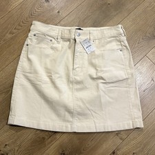 J.CREW Beige Corduroy Mini Skirt Pockets Stretch Button Closure Size 10