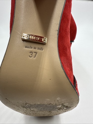 GUCCI SUEDE MARMONT PUMP WOMENS SIZE 37 RED - Picture 8 of 11