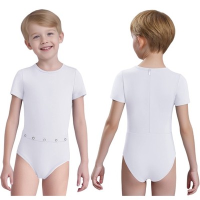 Kids Boys Girls Romper Soft Leotard Summer Bodysuit Short Sleeve Adaptive Easy