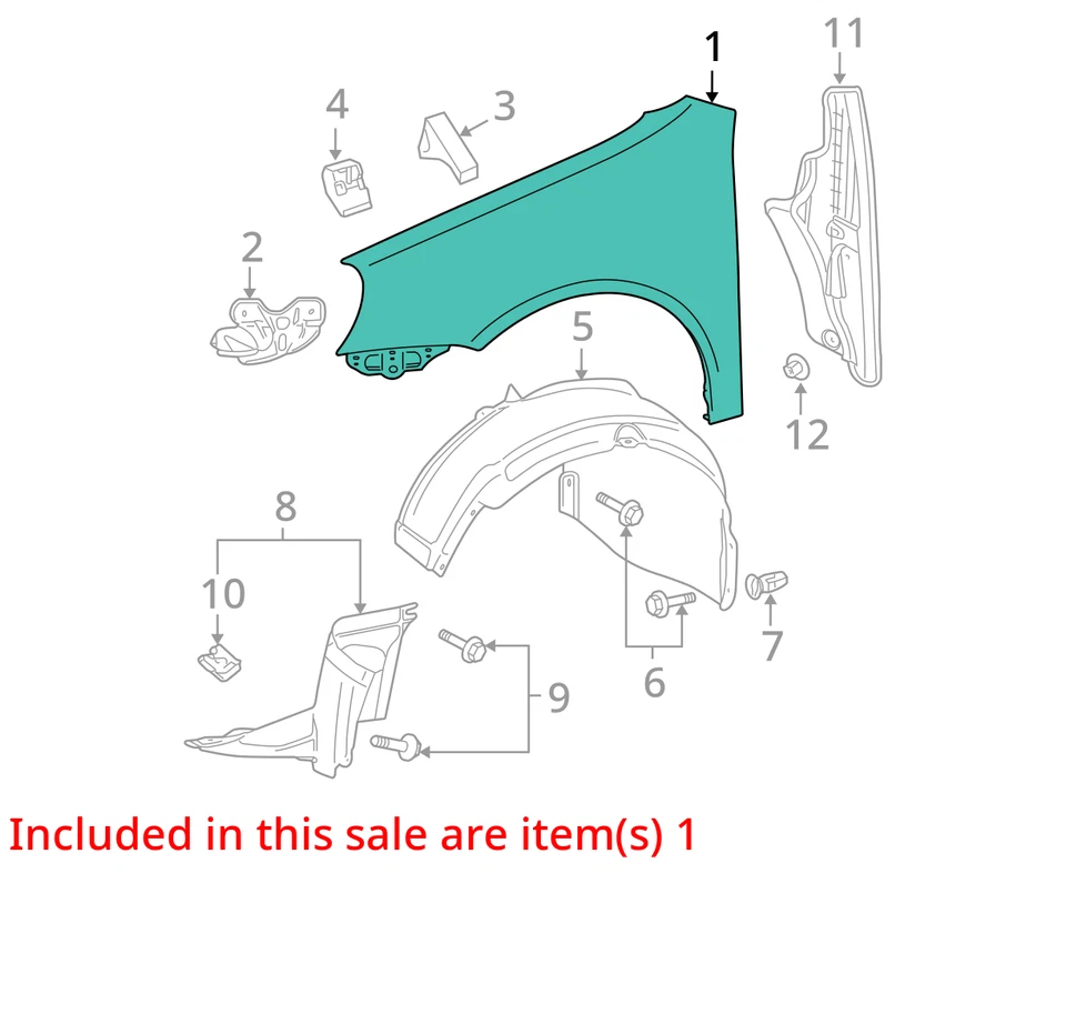 2005-2010 Volkswagen Jetta Passenger Fender EI0MR - Image 3 of 4