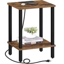 End Table with Charging Station, Side Table with USB Ports and Outlets, Night...