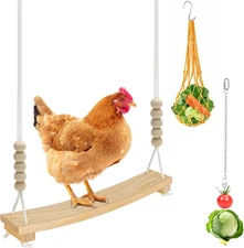 3PCS Chicken Toys for Coop Accessories,Chicken Swing, Vegetable Hanging Feeder,C