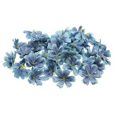 50Pcs 1.77" Artificial Silk Plum Blossom Flower Heads Fake Flowers for DIY Blue