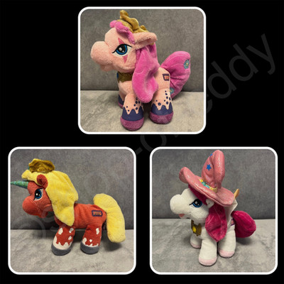 3 x Filly Pferd Plüsch Stofftier Witchy Hexe Abra weiß + Trixie rosa 20 cm