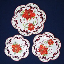 Embroidered Cutwork Christmas Poinsettia Doilies Collections Etc