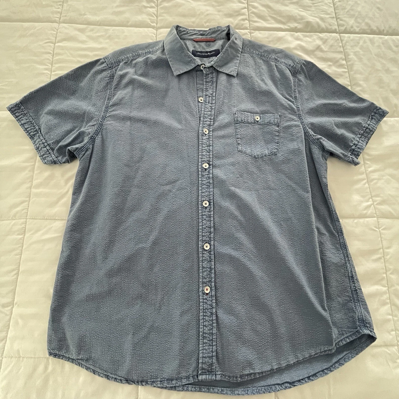Tommy Bahama Men's Sz X-Large Relax Beach Shirt Breathable Subtle Texture Blue