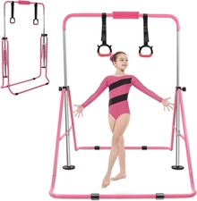 Gymnastics Bar for Kids, Adjustable Height Gymnastic Horizontal Bars, Folding Ex