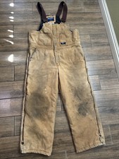 Walls Blizzard Pruf Overalls Bib Heavy Canvas Men's Sz Large Short 38-40