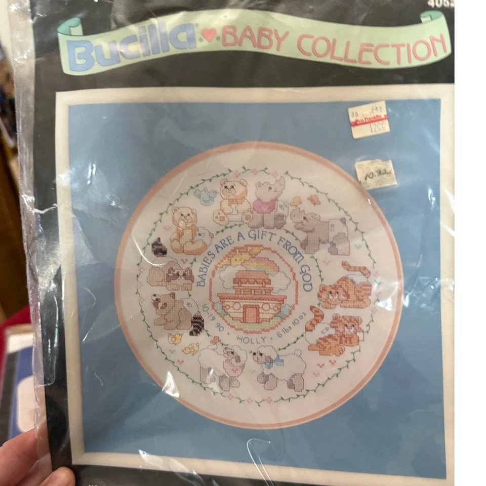 CROSS STITCH Bucilla Jiffy pattern LOT wall decor blanket bears Noah’s ark  - Image 2 of 4