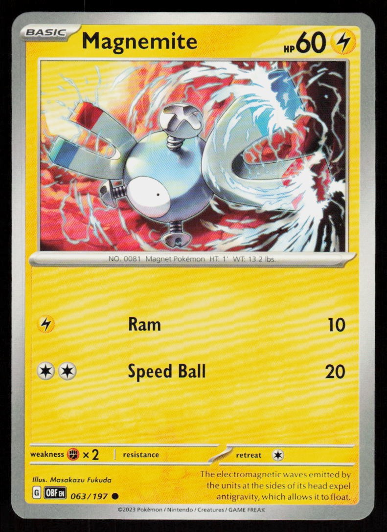 Magnemite 063/197 Common Obsidian Flames Pokemon Near Mint