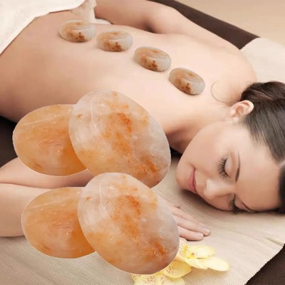 4PCS Hot Stone Therapy Massage Natural Salt Pink Promotes Blood Circulation