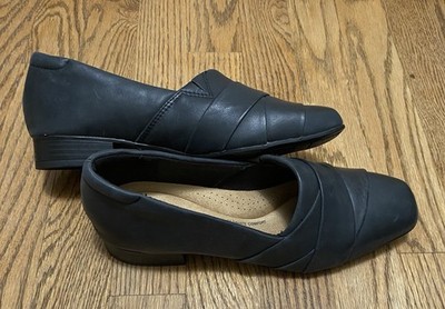 Clarks Tilmont Clara Women's Leather Slip-On Dress Shoes Black Size 7 Free Ship