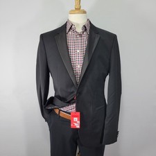 Hugo Boss Men's Tuxedo Jacket Black Wool Blend Super Flex Performance 40L NEW