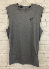 Under Armour 1361522 Men's Heatgear Compression Sleevless Shirt Grey L Large