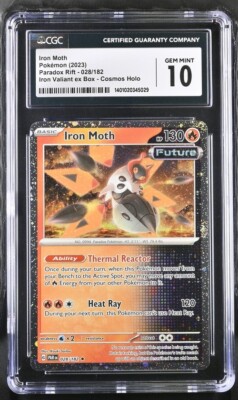 CGC Gem Mint 10 Iron Moth 028/182 Pokémon ex Box Cosmos Holo Low