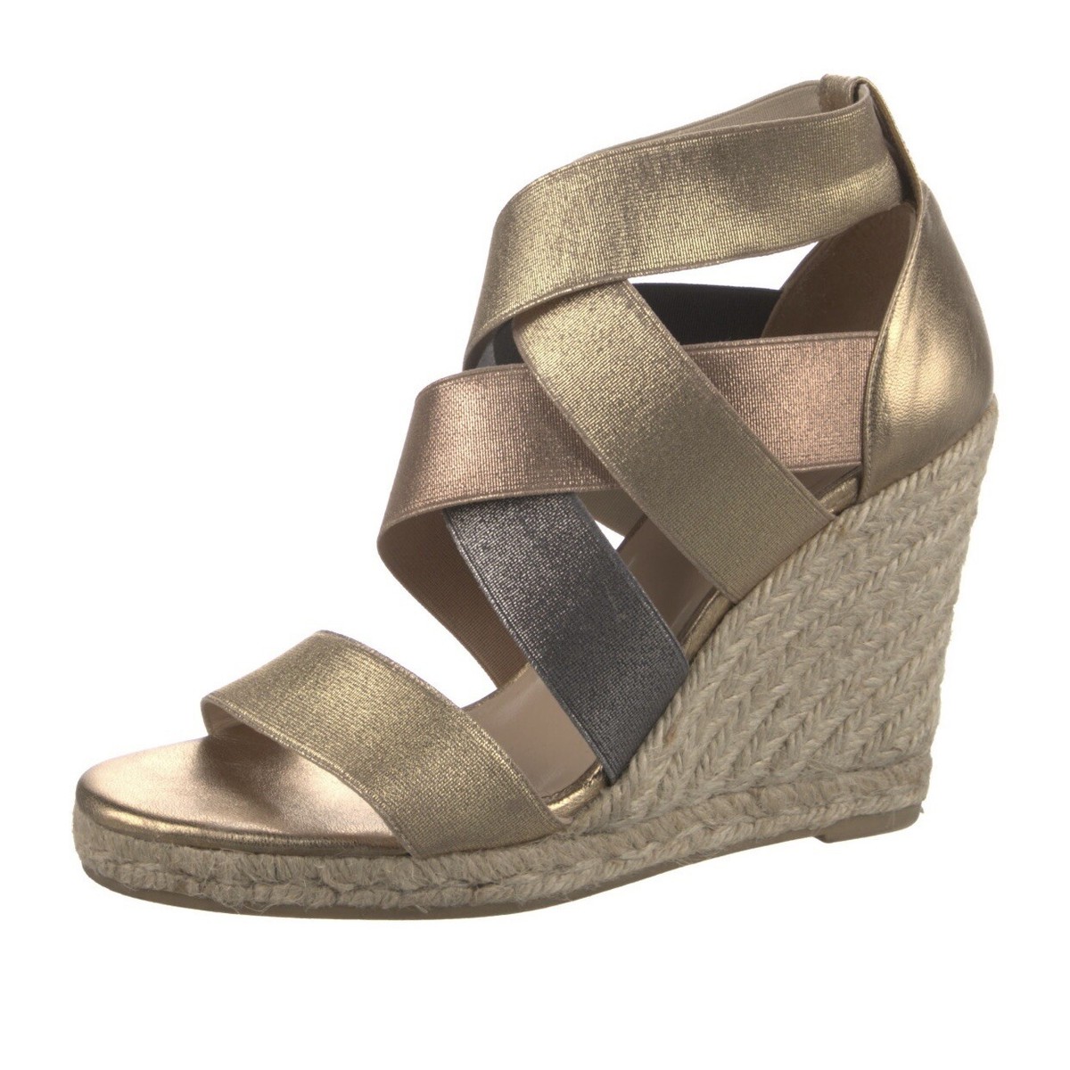 Castaner Sandals Womens 37 Metallic Espadrille Criss Cross Strap