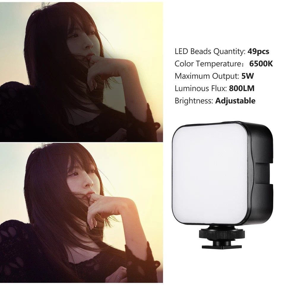 Andoer Mini Luz LED Video Fotografía 6500K Regulable 5W Para Cámara Vlog F4F6 Foto 2 de 4