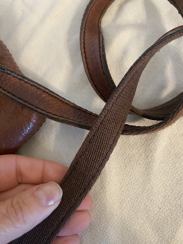 Genuine Authentic Fossil Cowhide Leather Saddle Large Brown Crossbody Purse Bag - Picture 12 of 14