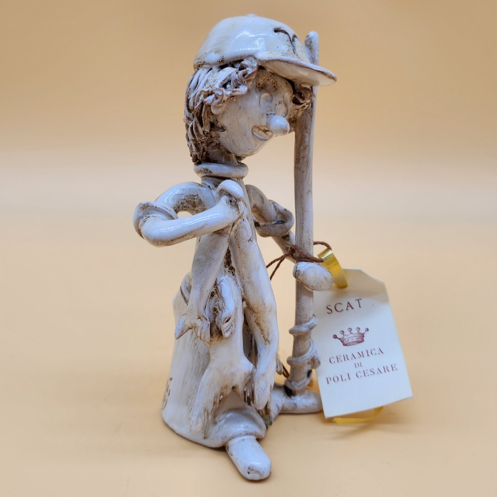 Vintage SCAT CERAMICA DI POLI CESA Signed Italian Fisherman Italy