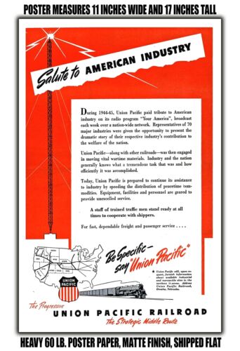11x17 POSTER - 1946 Salute to American Industry Be Specific Say Union Pacific - Picture 1 of 1