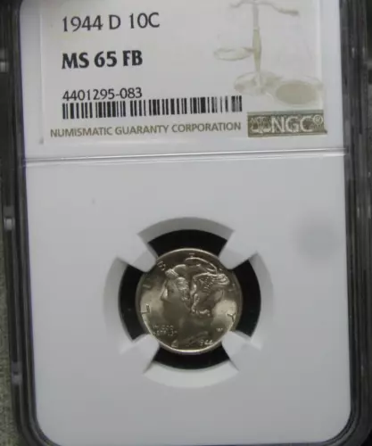 1944-D Mercury Dime Silver ---- MS-65 FB NGC Graded Coin ---- #849B