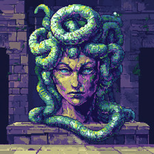 Wandtattoo Aufkleber Medusa Pixel Art  Wandaufkleber