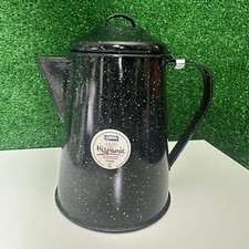 Caldera de café Cinsa esmaltada 8 tazas capacidad ligera y resistente negra camping