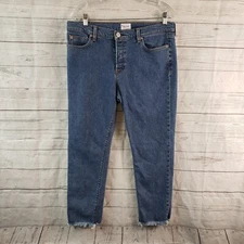 Hudson Womens Luxe Crop Riley Jeans Sz 29 Blue Relaxed Straight Mid Rise