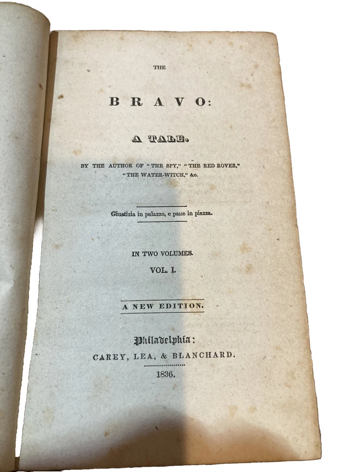 James Fenimore Cooper, The Bravo A Tale, In 2 Volumes. 1836 - Image 2 of 3