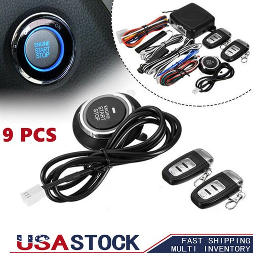 Car Keyless Entry Engine Start Alarm System Push Button Remote Starter ...