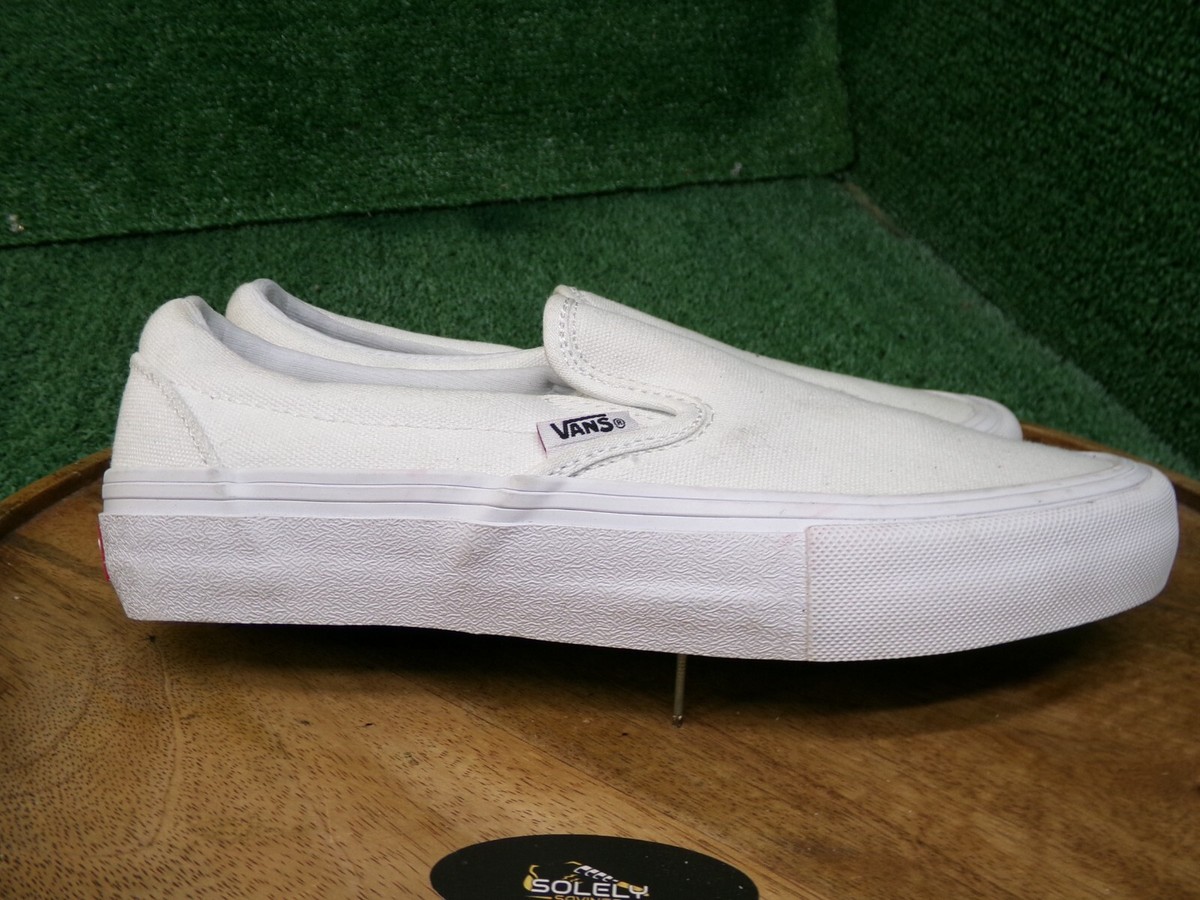 VANS Mens Classic Slip On Pro White/White Canvas Skate  display picture 1