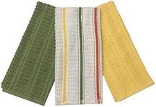 Set of 3, 100 Cotton Premium Quality Terry Ribbed Kitchen Towels Size: 16 x 27