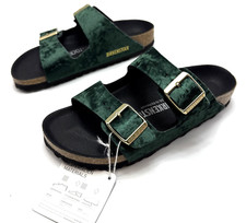 Birkenstock Arizona Velvet Forest Green Textile Microfiber Footbed Womens 5 A