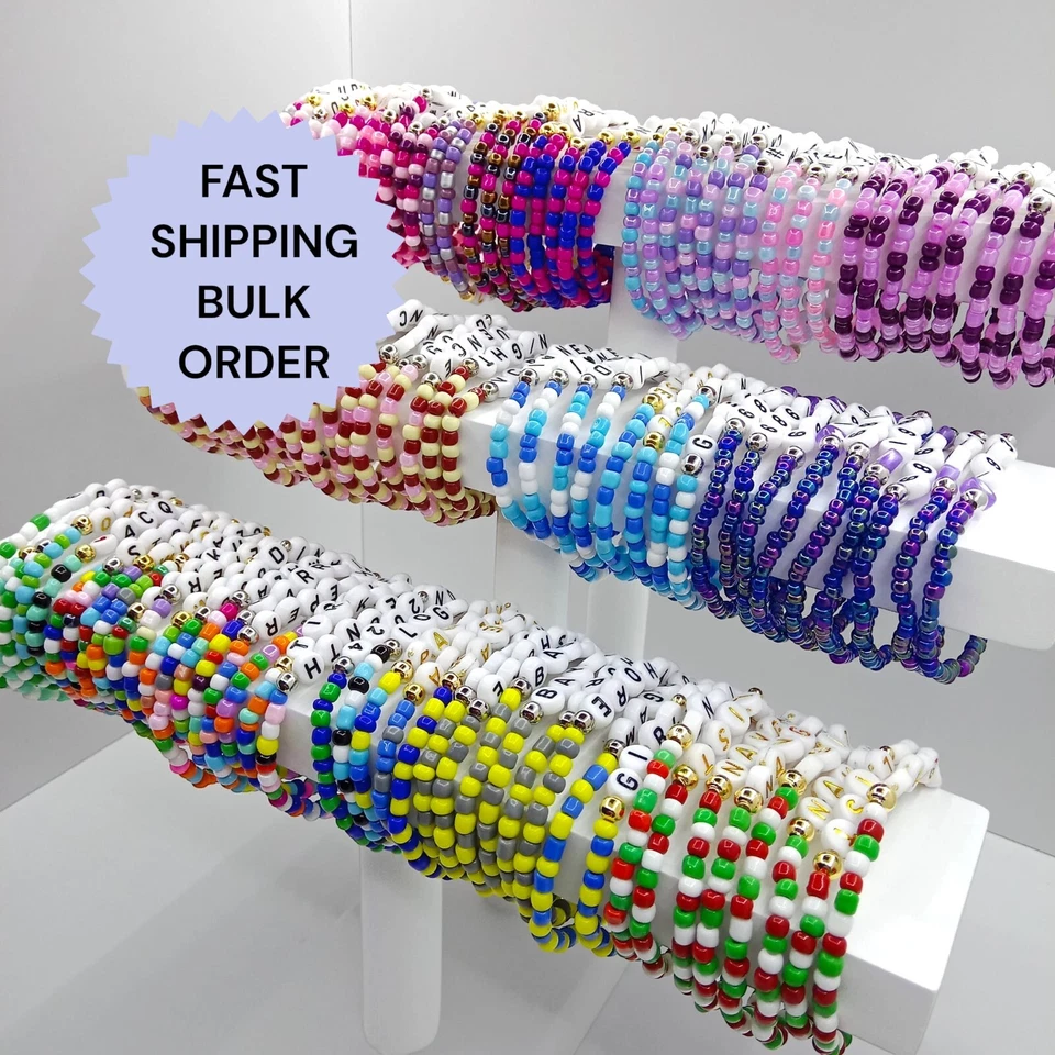 Pulseras de amistad a granel/regalo de Navidad/pulseras para niños/palabra con cuentas nombre joyas Foto 3 de 4