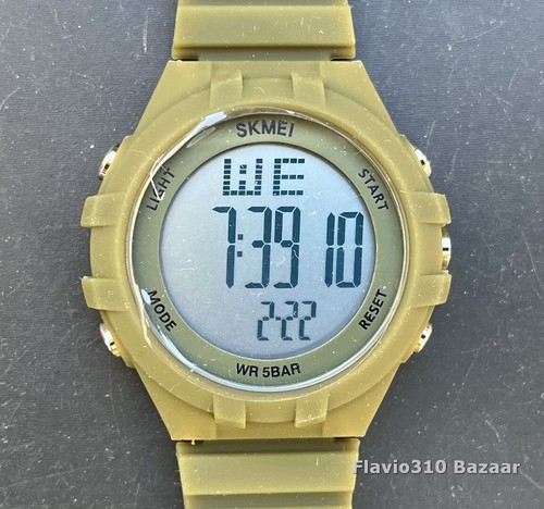 New SKMEI 1715 Alarm Chronograph Olive Green Digital 50M Water Resist 43mm Watch