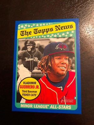 2018 Topps Heritage Minor Vladimir Guerrero Jr. Topps News Blue Parallel #/99