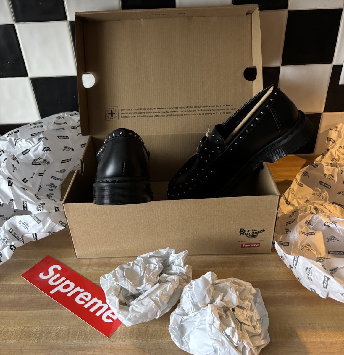 SUPREME x DR MARTENS PENTON STUDDED LOAFER BLACK SS25