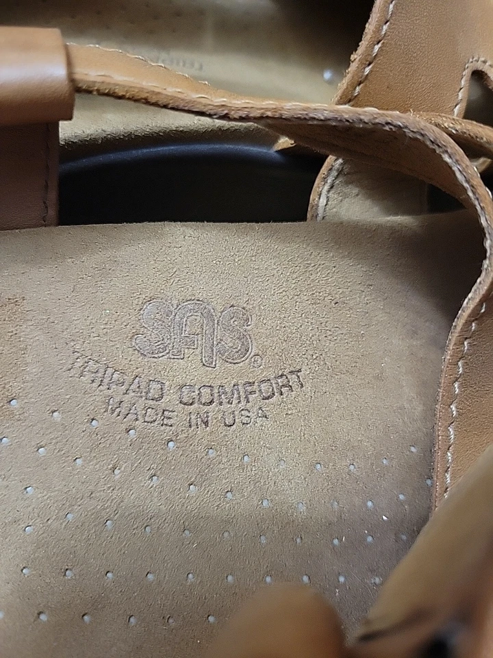 Sandalias Lisette SAS para mujer talla 11M cuero marrón correa al tobillo zapatos ajustables Foto 4 de 4