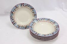 Snowmen Serenade Rim Soup Bowls Cambridge 8-1/2" Lot of 6 Christmas Xmas