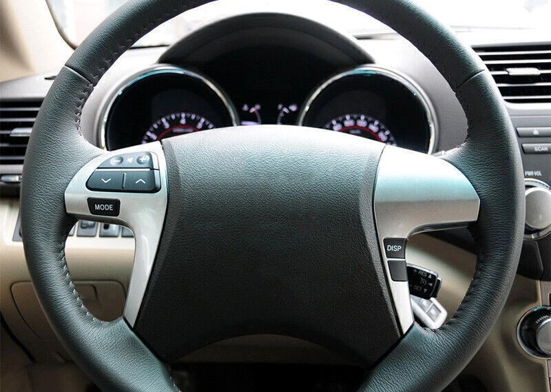 Cubierta de botón de volante de coche de grano de madera negra para Toyota Highlander 2008-2013 Foto 3 de 4